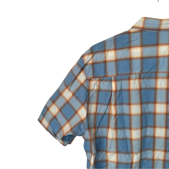 Tommy Bahama Jeans Plaid Shirt Large Blue Orange Cotton Button Down Resort - Picture 9 of 16